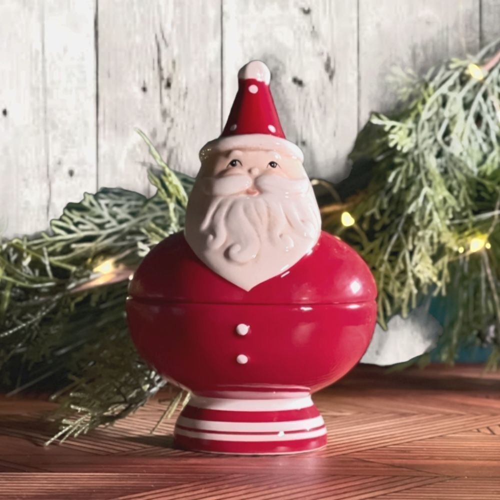 Johanna Parker Nostalgic Santa Candy Dish Canister NWT